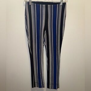 Peter Nygard Ankle Pants with Black and Blue Stripes